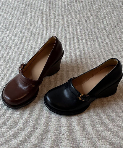 Black Sandals Wedge Faux Leather Comfortable Sandals