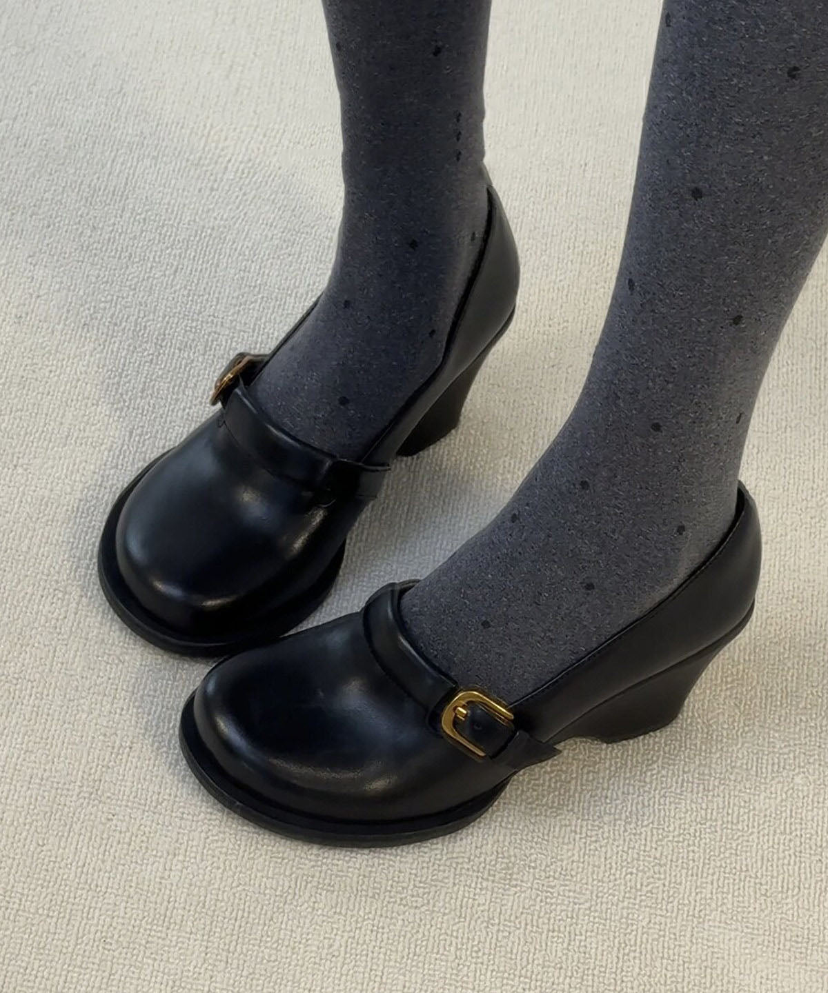 Black Sandals Wedge Faux Leather Comfortable Sandals