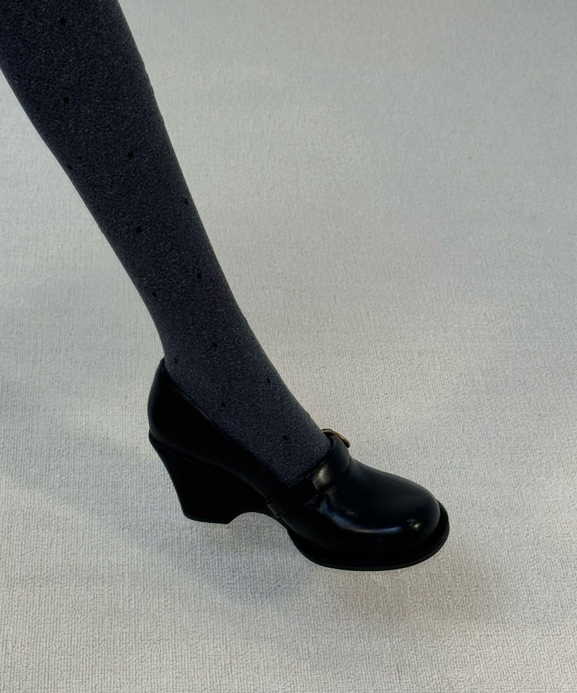 Black Sandals Wedge Faux Leather Comfortable Sandals