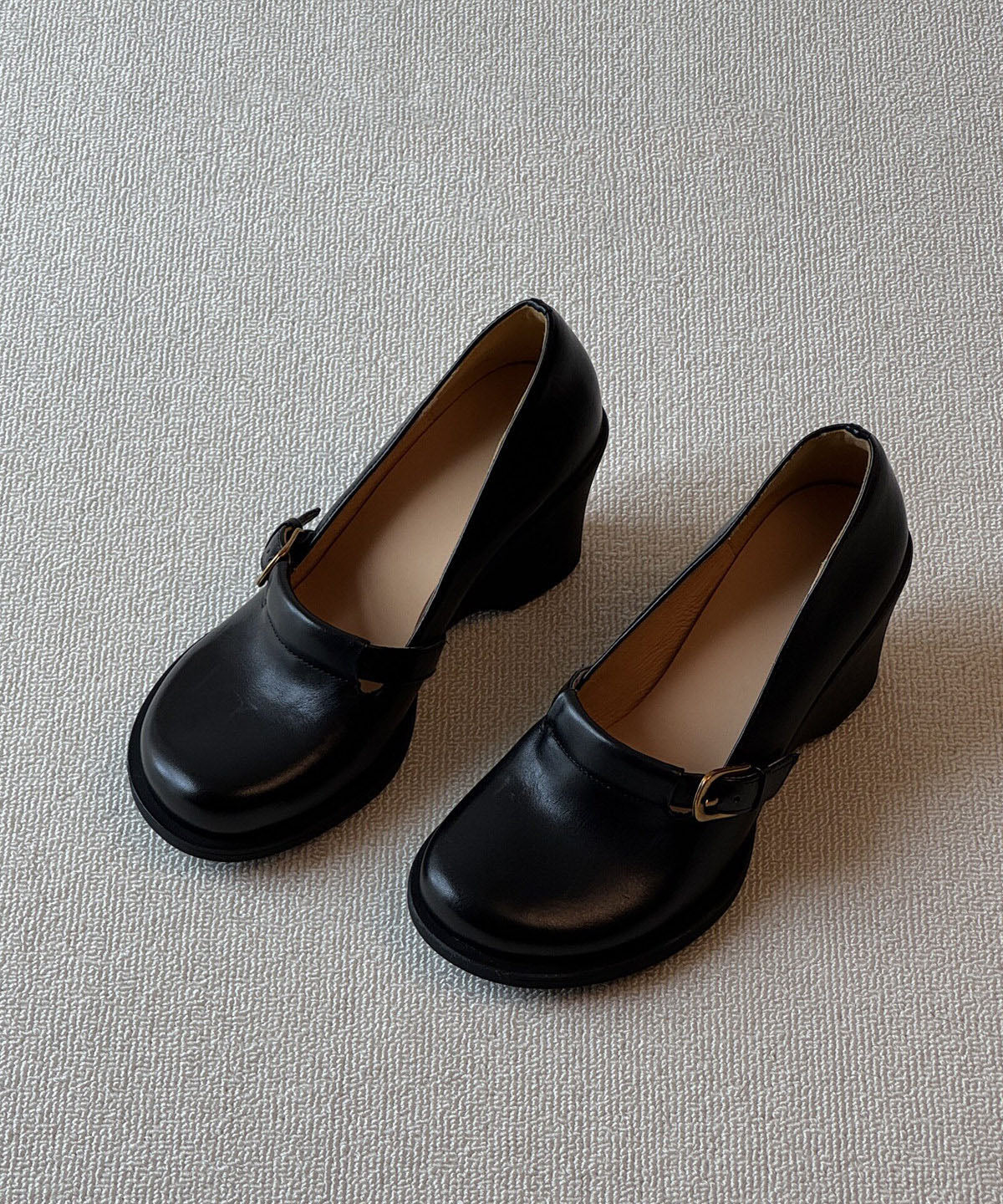 Black Sandals Wedge Faux Leather Comfortable Sandals