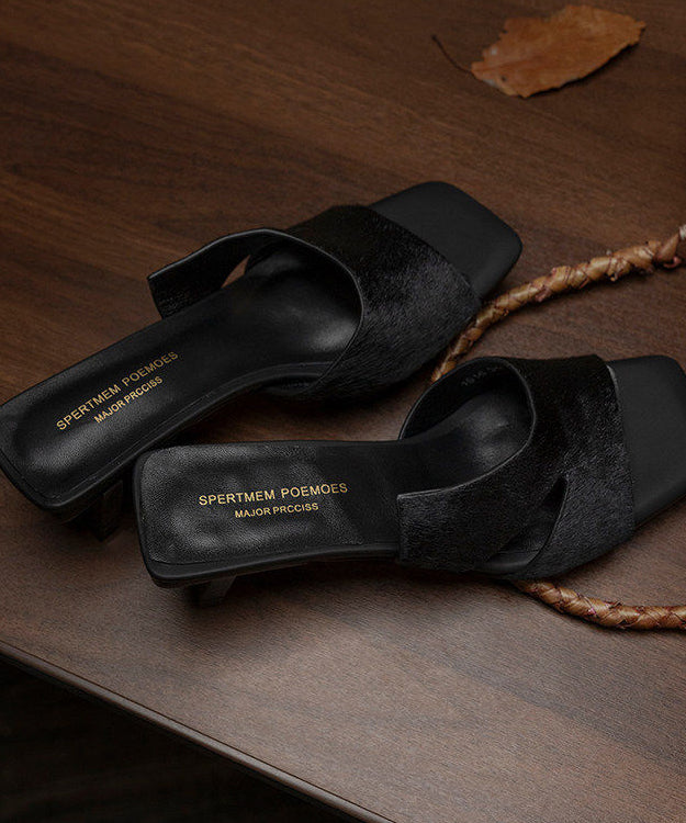 Black Stiletto Genuine Leather DIY Flip Flops