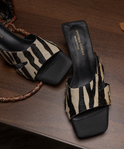 Black Stiletto Genuine Leather DIY Flip Flops