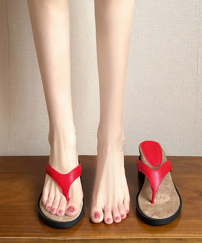 Black Thong Sandals Splicing Chic Chunky Faux Leather