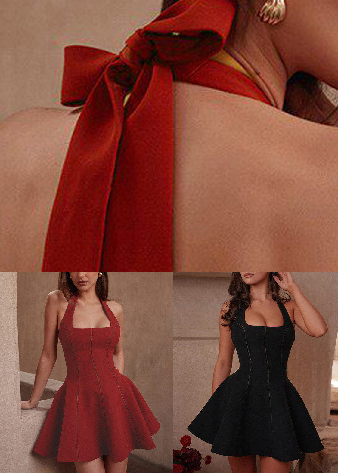 Black Tie Lace Patchwork Mid Spaghetti Strap Dress Sleeveless