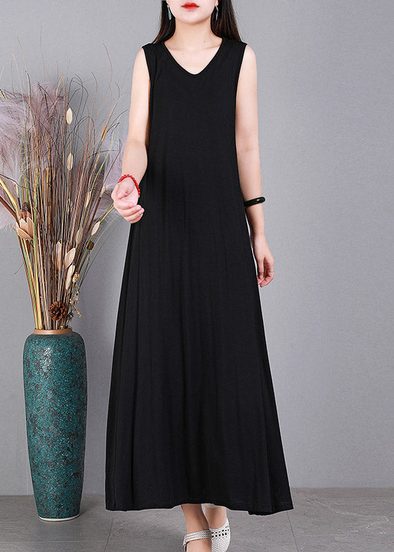 Black V Neck Cotton Cardigans And Dress Two Pieces Set Long Sleeve