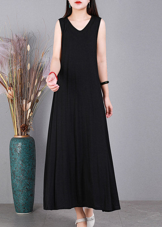 Black V Neck Cotton Cardigans And Dress Two Pieces Set Long Sleeve