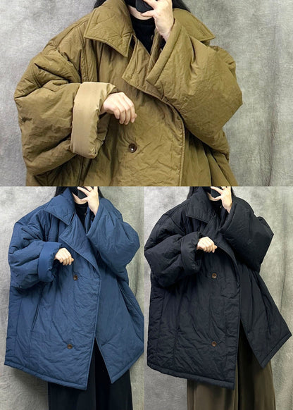 Black Warm Fine Cotton Filled Parka Jacket Oversized Winter