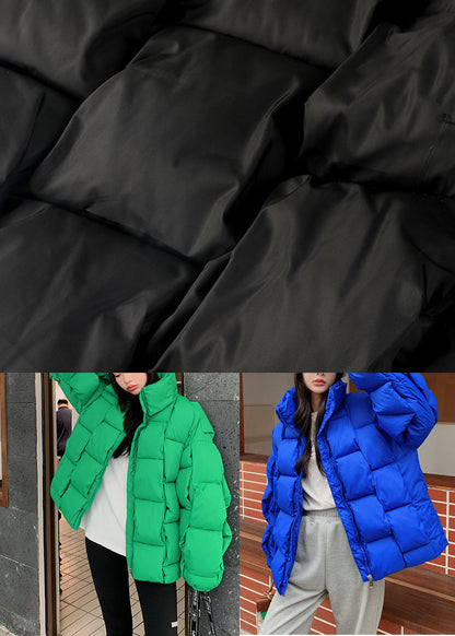 Black Warm Fine Cotton Filled Womens Parka Oversized Pockets Winter