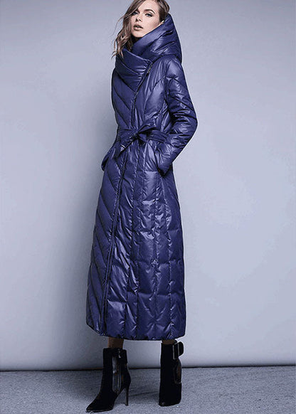 Black fashion Pockets Thick slim fit Winter lengthen Duck Down coat
