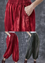 Load image into Gallery viewer, Blackish Green Print Linen Harem Pants Oversized Spring