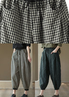 Blackish Green Tie Waist Cozy Crop Pants