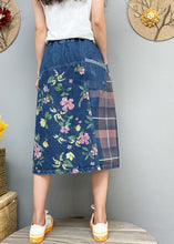 Load image into Gallery viewer, Blue Button Print Patchwork denim Skirt Spring