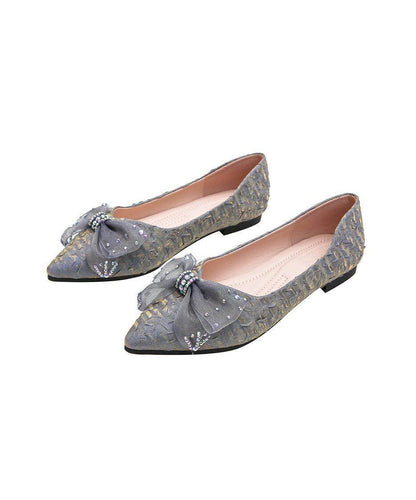 Blue Comfy Faux Leather Penny Loafers Splicing Lace Bow