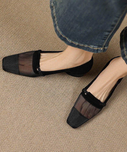 Blue Hollow Out Classy Shoes Suede Art Splicing Tulle