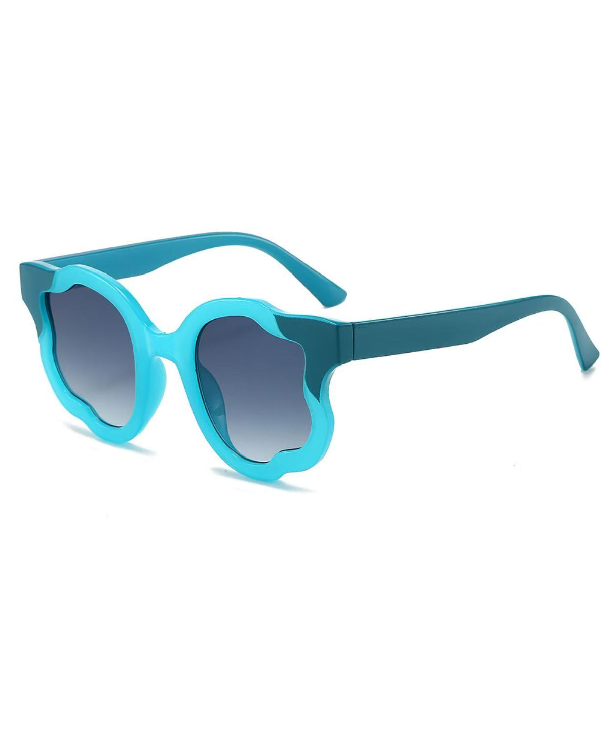 Blue Irregular Circular Patchwork Flower Decoration Sunglasses