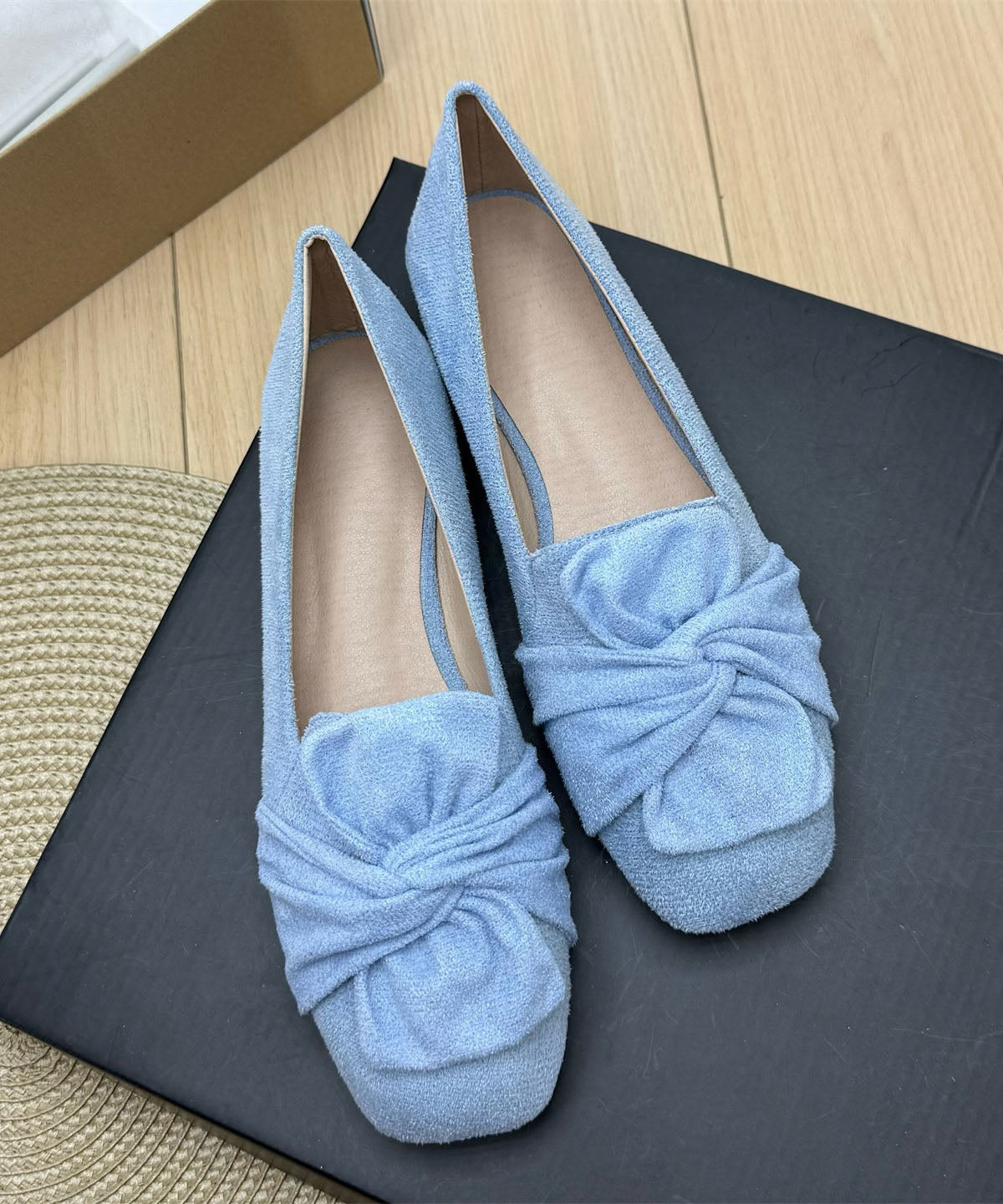 Blue Loafer Shoes Casual Splicing Bow Plus Size