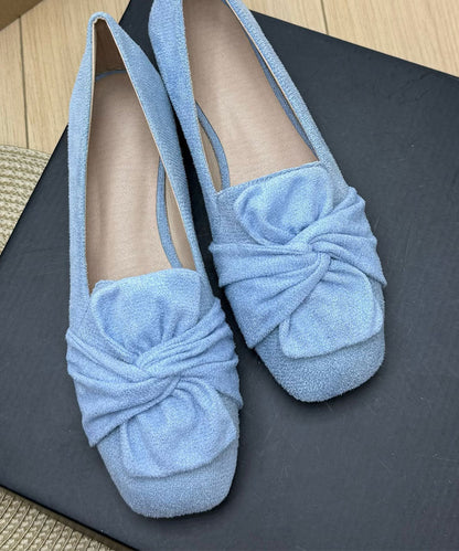 Blue Loafer Shoes Casual Splicing Bow Plus Size