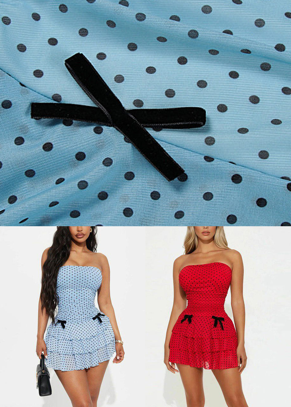 Blue Ruffled Patchwork Mid Dress Summer