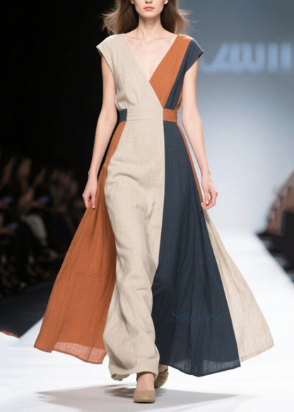 Bohemian Asymmetrical Patchwork Exra Large Hem Cotton Dress Summer