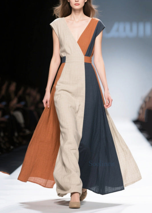 Bohemian Asymmetrical Patchwork Exra Large Hem Cotton Dress Summer