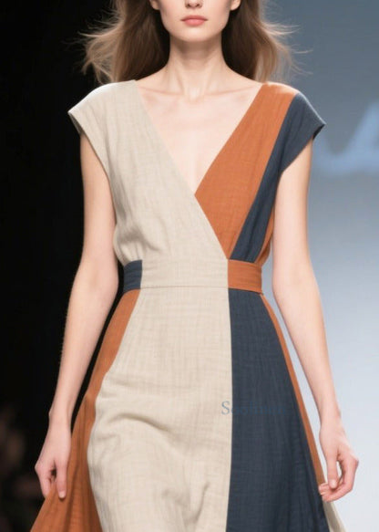 Bohemian Asymmetrical Patchwork Exra Large Hem Cotton Dress Summer