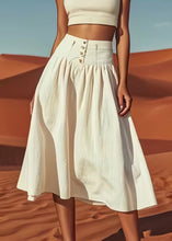 Load image into Gallery viewer, Bohemian Beige Button High Waist Cotton Skirts Summer