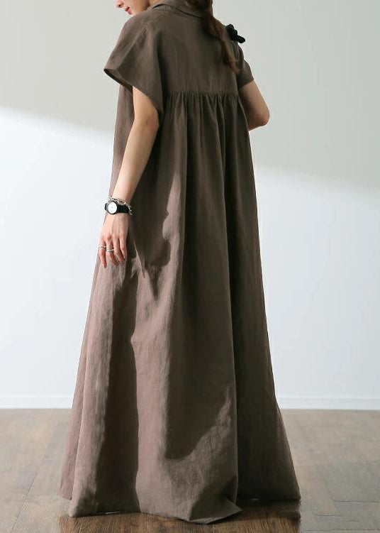 Bohemian Beige Oversized Cotton Shirt Dress Summer