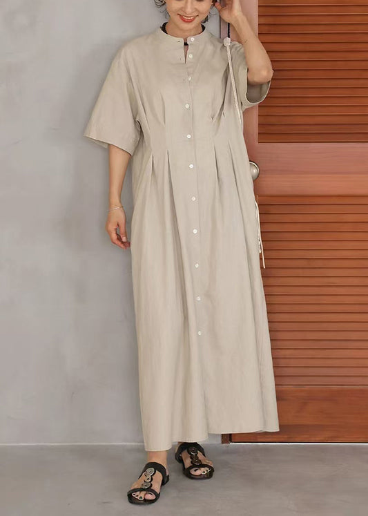 Bohemian Beige Oversized Linen Holiday Dress Summer