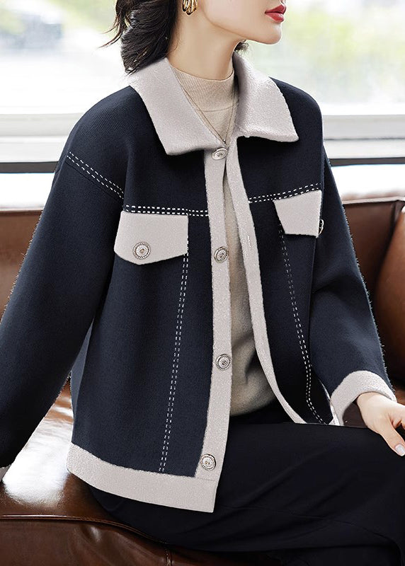 Bohemian Beige Peter Pan Collar Button Knit Cardigans Fall