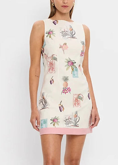 Bohemian Beige Slash Neck Patchwork Mid Dresses Summer