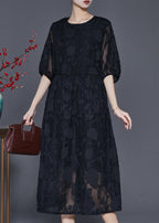 Bohemian Black Jacquard Chiffon Robe Dresses Summer