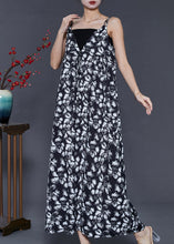Load image into Gallery viewer, Bohemian Black Print Exra Large Hem Chiffon Sundress Summer
