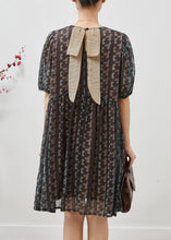 Load image into Gallery viewer, Bohemian Black Puff Sleeve Print Chiffon Holiday Dress