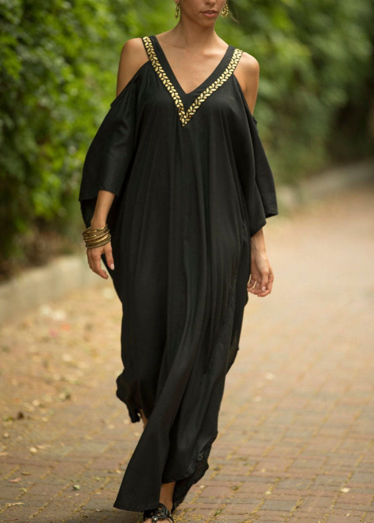 Backless Robe Women Bohemian Black Sexy Backless kimono robe Summer Maxi Dresses – MyPlusWear