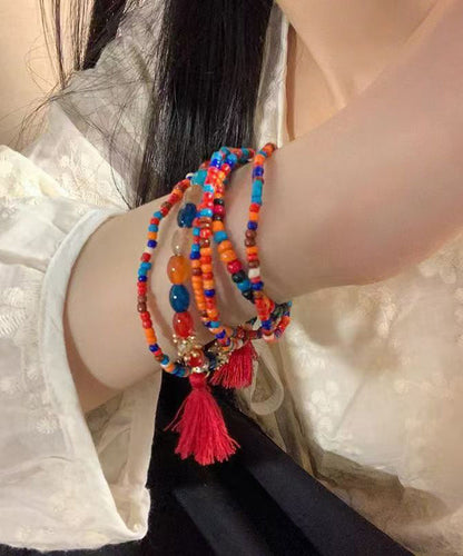 Bohemian Blue Alloy Beading Tassel Bracelet