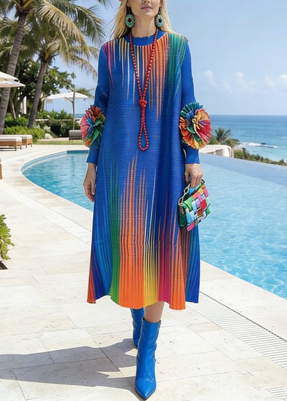 Bohemian Blue Tie Dye Floral Cotton Holiday Dresses Spring