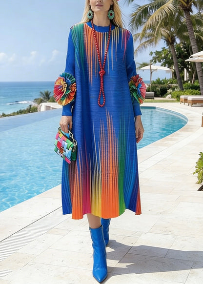 Bohemian Blue Tie Dye Floral Cotton Holiday Dresses Spring