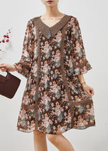 Load image into Gallery viewer, Bohemian Brown Print Patchwork Lace Holiday Dress Summer