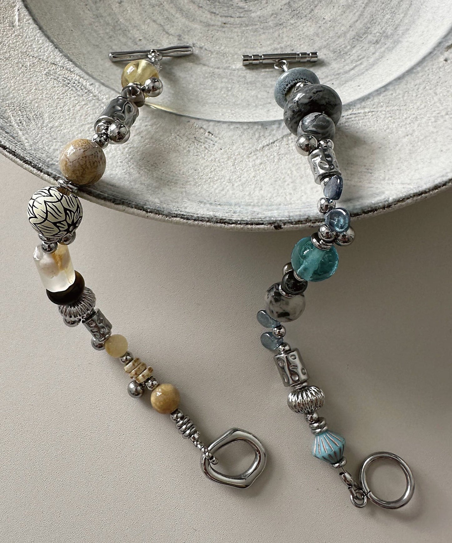 Bohemian Color Blocked Handmade Bead Natural Stone Bracelet