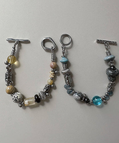 Bohemian Color Blocked Handmade Bead Natural Stone Bracelet
