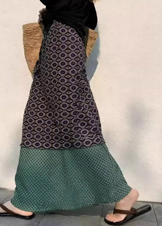 Bohemian Colorblock High Waist Patchwork A Line Skirts