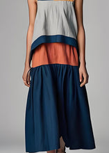 Load image into Gallery viewer, Bohemian Colorblock V Neck Patchwork Cotton Dresses Sleeveless