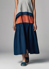 Load image into Gallery viewer, Bohemian Colorblock V Neck Patchwork Cotton Dresses Sleeveless