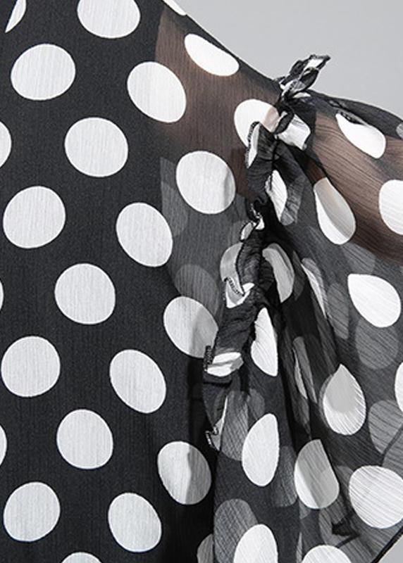 Bohemian Cotton clothes For Women fine Polka Dot Spliced Chiffon Personality Irregular Dress - SooLinen