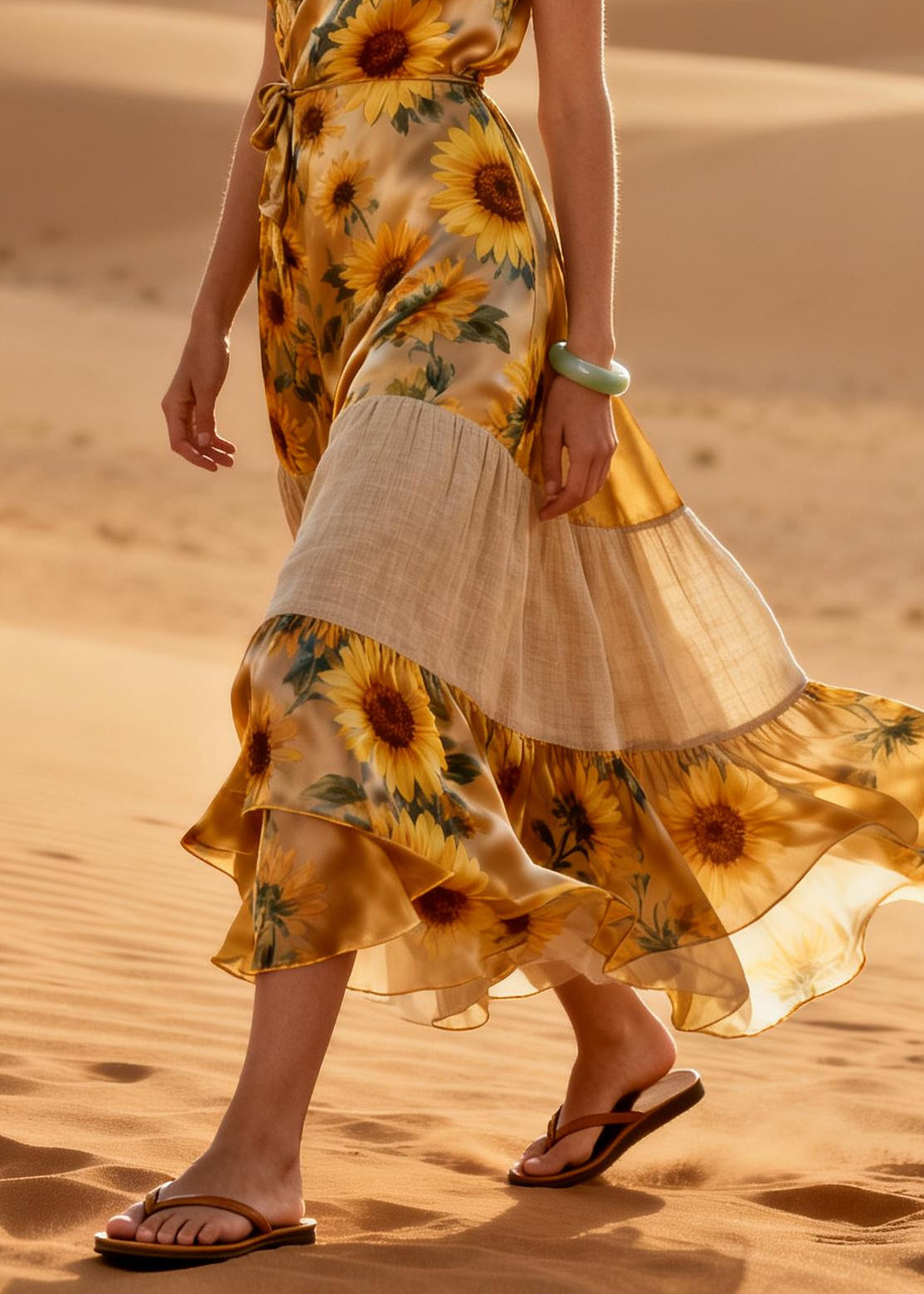 Bohemian Daisy Patchwork Chiffon Holiday Dress Summer