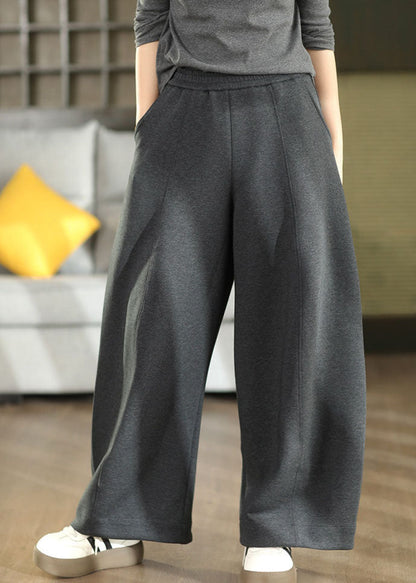 Bohemian Dull Grey Oversized Cotton Straight Pants Fall