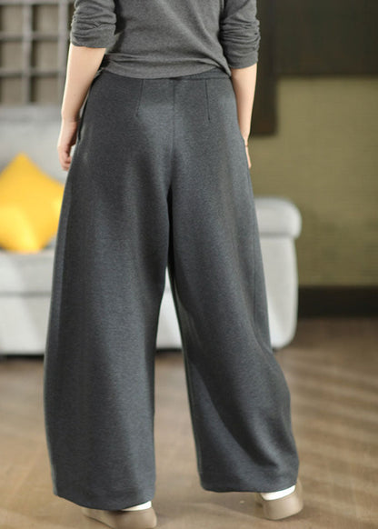 Bohemian Dull Grey Oversized Cotton Straight Pants Fall