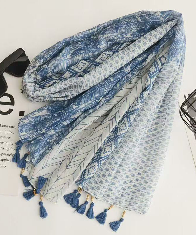 Bohemian Ethnic Style Artistic Print Tassel Cotton Scarf