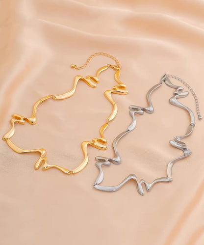Bohemian Gold Metal Alloy Asymmetrical W-Shaped Collar Necklace