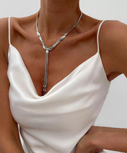 Bohemian Gold Stainless Steel Alloy Snake Bone Lariat Necklace